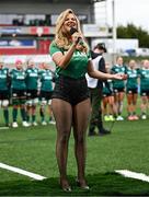 22 March 2025; Singer Lyra performs Ireland's Call before the Women's Six Nations Rugby Championship match between Ireland and France at Kingspan Stadium in Belfast. Photo by Ramsey Cardy/Sportsfile
