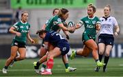 22 March 2025; Anna McGann, supported by Ireland teammate Aoife Dalton, is tackled by Alexandra Chambon of France during the Women's Six Nations Rugby Championship match between Ireland and France at Kingspan Stadium in Belfast. Photo by Ramsey Cardy/Sportsfile
