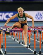 23 March 2025; Sarah Lavin of Ireland competes in the women's 60m hurdles heats during day three of the World Indoor Athletics Championships at Nanjing's Cube Gymnasium at the Nanjing Youth Olympic Sports Park in Nanjing, China. Photo by Sportsfile