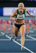 23 March 2025; Sarah Lavin of Ireland competes in the women's 60m hurdles heats during day three of the World Indoor Athletics Championships at Nanjing's Cube Gymnasium at the Nanjing Youth Olympic Sports Park in Nanjing, China. Photo by Sportsfile