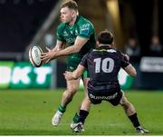 22 March 2025; Cathal Forde of Connacht in action against Dan Edwards of Ospreys during the United Rugby Championship match between Ospreys and Connacht at Swansea.com Stadium in Swansea, Wales. Photo by Geraint Nicholas/Sportsfile