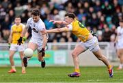 23 March 2025; Niall Kelly of Kildare in action against Jack Lenehan of Antrim during the Allianz Football League Division 3 match between Kildare and Antrim at Cedral St. Conleth's Park in Newbridge, Kildare. Photo by Thomas Flinkow/Sportsfile