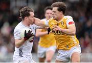 23 March 2025; Niall Kelly of Kildare in action against Eoghan McCabe of Antrim during the Allianz Football League Division 3 match between Kildare and Antrim at Cedral St. Conleth's Park in Newbridge, Kildare. Photo by Thomas Flinkow/Sportsfile