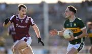 23 March 2025; Paudie Clifford of Kerry in action against Liam Silke of Galway during the Allianz Football League Division 1 match between Galway and Kerry at Pearse Stadium in Galway. Photo by Brendan Moran/Sportsfile