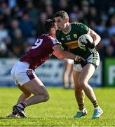23 March 2025; Paul Geaney of Kerry is tackled by John Maher of Galway during the Allianz Football League Division 1 match between Galway and Kerry at Pearse Stadium in Galway. Photo by Brendan Moran/Sportsfile