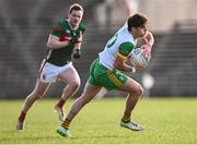 23 March 2025; Dáire Ó Baoill of Donegal gets away from Matthew Ruane of Mayo during the Allianz Football League Division 1 match between Mayo and Donegal at Hastings Insurance MacHale Park in Castlebar, Mayo. Photo by Piaras Ó Mídheach/Sportsfile