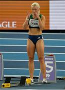 23 March 2025; Sarah Lavin of Ireland before her women's 60m hurdles semi-final during day three of the World Indoor Athletics Championships at Nanjing's Cube Gymnasium at the Nanjing Youth Olympic Sports Park in Nanjing, China. Photo by Sportsfile