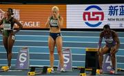 23 March 2025; Sarah Lavin of Ireland before her women's 60m hurdles semi-final during day three of the World Indoor Athletics Championships at Nanjing's Cube Gymnasium at the Nanjing Youth Olympic Sports Park in Nanjing, China. Photo by Sportsfile