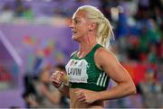 23 March 2025; Sarah Lavin of Ireland after her women's 60m hurdles semi-final during day three of the World Indoor Athletics Championships at Nanjing's Cube Gymnasium at the Nanjing Youth Olympic Sports Park in Nanjing, China. Photo by Sportsfile