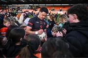 23 March 2025; Stefan Campbell of Armagh signs autographs after the Allianz Football League Division 1 match between Armagh and Derry at BOX-IT Athletic Grounds in Armagh. Photo by Ramsey Cardy/Sportsfile