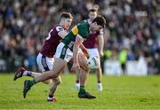 23 March 2025; Mike Breen of Kerry in action against Johnny Heaney of Galway during the Allianz Football League Division 1 match between Galway and Kerry at Pearse Stadium in Galway. Photo by Brendan Moran/Sportsfile
