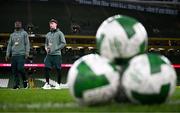 23 March 2025; James Abankwah, left, and Rocco Vata of Republic of Ireland before the UEFA Nations League B/C Play-off 2nd Leg match between Republic of Ireland and Bulgaria at the Aviva Stadium in Dublin. Photo by Stephen McCarthy/Sportsfile