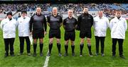 17 March 2025; Referee Johnny Murphy, fourth from left, and his officials before the Masita GAA Hurling Post Primary Schools Croke Cup final match between Presentation College Athenry, Gaway and Thurles CBS, Tipperary at Croke Park in Dublin. Photo by Stephen Marken/Sportsfile