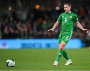 23 March 2025; Josh Cullen of Republic of Ireland during the UEFA Nations League B/C Play-off 2nd Leg match between Republic of Ireland and Bulgaria at the Aviva Stadium in Dublin. Photo by Stephen McCarthy/Sportsfile