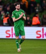 23 March 2025; Finn Azaz of Republic of Ireland after the UEFA Nations League B/C Play-off 2nd Leg match between Republic of Ireland and Bulgaria at the Aviva Stadium in Dublin. Photo by Ben McShane/Sportsfile