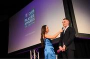 21 March 2025; 2024/25 AIB GAA Club Football Player of the Year, Con O’Callaghan of Cuala, is interviewed by MC Aisling O'Reilly during the AIB Club Player Awards at Croke Park in Dublin. The AIB Club Player Awards celebrated the best players from club Football, Hurling, Camogie, and LGFA in a single ceremony for the first time, recognising their outstanding achievements on the field throughout the season. Photo by Ramsey Cardy/Sportsfile