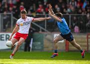 23 March 2025; Brian Kennedy of Tyrone in action against David Byrne of Dublin during the Allianz Football League Division 1 match between Tyrone and Dublin at O'Neills Healy Park in Omagh, Tyrone. Photo by Ray McManus/Sportsfile