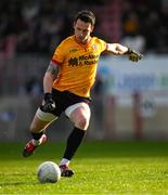 23 March 2025; Tyrone goalkeeper Niall Morgan kicks a '45' during the Allianz Football League Division 1 match between Tyrone and Dublin at O'Neills Healy Park in Omagh, Tyrone. Photo by Ray McManus/Sportsfile