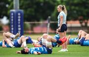 24 March 2025; Athletic performance intern Molly Sullivan during a Leinster Rugby squad training session at Northwood College in Durban, South Africa. Photo by Shaun Roy/Sportsfile