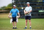 24 March 2025; Head coach Leo Cullen, right, and senior kitman Jim Bastick during a Leinster Rugby squad training session at Northwood College in Durban, South Africa. Photo by Shaun Roy/Sportsfile