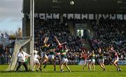 23 March 2025; Barry Dan O'Sullivan of Kerry catches a ball ahead of teammate Mike Breen and Céin Darcy of Galway during the Allianz Football League Division 1 match between Galway and Kerry at Pearse Stadium in Galway. Photo by Brendan Moran/Sportsfile