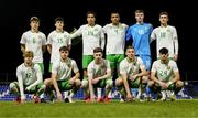 24 March 2025; The Ireland team; back row, from left, Conor McManus, Jad Hakiki, Gabriel Otegbayo, David Okagbue, Noah Jauny and Mason Melia and front row, from left, Harry Vaughan, Connor O’Brien, Jamie Mullins, Darius Lipsiuc and Ronan Maher; before the U21 International Friendly match between Republic of Ireland and Hungary at Pinatar Arena in Murcia, Spain. Photo by Manu Reino/Sportsfile