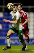 24 March 2025; Jad Hakiki of Republic of Ireland gets away from Kevin Banati of Hungary during the U21 International Friendly match between Republic of Ireland and Hungary at Pinatar Arena in Murcia, Spain. Photo by Manu Reino/Sportsfile