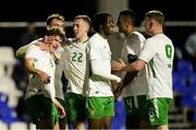 24 March 2025; Conor McManus of Republic of Ireland, left, celebrates with team-mates after scoring their side's second goal during the U21 International Friendly match between Republic of Ireland and Hungary at Pinatar Arena in Murcia, Spain. Photo by Manu Reino/Sportsfile