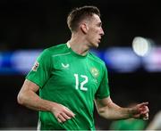 23 March 2025; Jimmy Dunne of Republic of Ireland during the UEFA Nations League B/C Play-off 2nd Leg match between Republic of Ireland and Bulgaria at the Aviva Stadium in Dublin. Photo by Michael P Ryan/Sportsfile