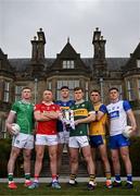 25 March 2025; Footballers, from left, Limerick vice captain Barry Coleman, Cork captain Brian Hurley, Tipperary captain Steven O’Brien, Kerry captain Gavin White, Alan Sweeney of Clare and Waterford captain Conor Murray at the launch of the Munster GAA Senior Hurling and Football Championship 2025 at Muckross House in Killarney, Kerry. Photo by Brendan Moran/Sportsfile