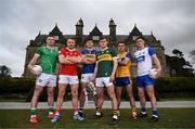 25 March 2025; Footballers, from left, Limerick vice captain Barry Coleman, Cork captain Brian Hurley, Tipperary captain Steven O’Brien, Kerry captain Gavin White, Alan Sweeney of Clare and Waterford captain Conor Murray at the launch of the Munster GAA Senior Hurling and Football Championship 2025 at Muckross House in Killarney, Kerry. Photo by Brendan Moran/Sportsfile