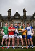 25 March 2025; Footballers, from left, Limerick vice captain Barry Coleman, Cork captain Brian Hurley, Tipperary captain Steven O’Brien, Kerry captain Gavin White, Alan Sweeney of Clare and Waterford captain Conor Murray at the launch of the Munster GAA Senior Hurling and Football Championship 2025 at Muckross House in Killarney, Kerry. Photo by Brendan Moran/Sportsfile