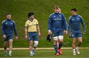 25 March 2025; Gavin Coombes, centre, with team-mates, from left, Luke Murphy, Paddy Patterson, and Billy Burns during a Munster Rugby squad training session at the University of Limerick in Limerick. Photo by Shauna Clinton/Sportsfile