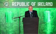 23 March 2025; FAI President Paul Cooke speaking on the occasion that former Republic of Ireland international Niall Quinn was inducted into the FAI's Hall of Fame before the UEFA Nations League B/C Play-off 2nd Leg match between Republic of Ireland and Bulgaria at the Aviva Stadium in Dublin. Photo by Stephen McCarthy/Sportsfile