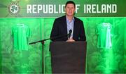 23 March 2025; Former Republic of Ireland international Niall Quinn speaking at after being inducted into the FAI's Hall of Fame before the UEFA Nations League B/C Play-off 2nd Leg match between Republic of Ireland and Bulgaria at the Aviva Stadium in Dublin. Photo by Stephen McCarthy/Sportsfile