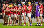 22 March 2025; Cork players during a minute's applause before the Allianz Hurling League Division 1A match between Cork and Galway at SuperValu Páirc Uí Chaoimh in Cork. Photo by Piaras Ó Mídheach/Sportsfile