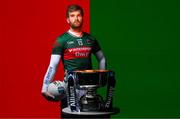 26 March 2025; As Mayo and Kerry prepare to go head-to-head this weekend in the Allianz Football League Division 1 Final, Allianz and the GAA unveiled the new cup that will be presented to the division winners, this coming Sunday, for the very first time. ‘Corn Mhíchíl Uí Mhuircheartaigh was unveiled today, to honour and remember the GAA icon, who made every match unforgettable for generations of fans. Pictured is Aidan O'Shea of Mayo with the new Allianz Football League Division 1 trophy, the Corn Mhíchíl Uí Mhuircheartaigh, ahead of the Allianz Football League Division 1 Final this weekend. Photo by Brendan Moran/Sportsfile