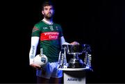 26 March 2025; As Mayo and Kerry prepare to go head-to-head this weekend in the Allianz Football League Division 1 Final, Allianz and the GAA unveiled the new cup that will be presented to the division winners, this coming Sunday, for the very first time. ‘Corn Mhíchíl Uí Mhuircheartaigh was unveiled today, to honour and remember the GAA icon, who made every match unforgettable for generations of fans. Pictured is Aidan O'Shea of Mayo with the new Allianz Football League Division 1 trophy, the Corn Mhíchíl Uí Mhuircheartaigh, ahead of the Allianz Football League Division 1 Final this weekend. Photo by Brendan Moran/Sportsfile