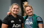 27 March 2025; Sadhbh McGrath, left, and Neve Jones during an Ireland Women's Rugby squad training session at the IRFU High Performance Centre in Dublin. Photo by Seb Daly/Sportsfile