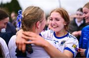 27 March 2025; Isobel Phillips of Mount St Michael celebrates after her side's victory in the Lidl LGFA PPS All-Ireland Senior B final match between Eureka Secondary School of Kells in Meath and Mount St Michael of Claremorris in Mayo at St Brigid's GAA in Roscommon. Photo by Piaras Ó Mídheach/Sportsfile