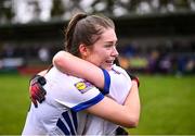 27 March 2025; Bree Hession of Mount St Michael, front, celebrates with team-mate Amy Cummins after their side's victory in the Lidl LGFA PPS All-Ireland Senior B final match between Eureka Secondary School of Kells in Meath and Mount St Michael of Claremorris in Mayo at St Brigid's GAA in Roscommon. Photo by Piaras Ó Mídheach/Sportsfile