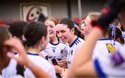 27 March 2025; Sienna Kelly of Mount St Michael celebrates after her side's victory in the Lidl LGFA PPS All-Ireland Senior B final match between Eureka Secondary School of Kells in Meath and Mount St Michael of Claremorris in Mayo at St Brigid's GAA in Roscommon. Photo by Piaras Ó Mídheach/Sportsfile