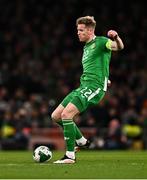 23 March 2025; Nathan Collins of Republic of Ireland during the UEFA Nations League B/C Play-off 2nd Leg match between Republic of Ireland and Bulgaria at the Aviva Stadium in Dublin. Photo by Ben McShane/Sportsfile