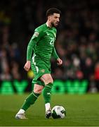 23 March 2025; Mikey Johnston of Republic of Ireland during the UEFA Nations League B/C Play-off 2nd Leg match between Republic of Ireland and Bulgaria at the Aviva Stadium in Dublin. Photo by Ben McShane/Sportsfile