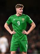 23 March 2025; Evan Ferguson of Republic of Ireland during the UEFA Nations League B/C Play-off 2nd Leg match between Republic of Ireland and Bulgaria at the Aviva Stadium in Dublin. Photo by Ben McShane/Sportsfile