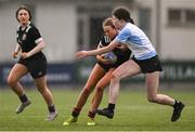 28 March 2025; Action from the match between DCC and DLR during the Leinster Rugby 2025 Metropolitan County Council Cup Finals at Energia Park in Dublin. Photo by Shauna Clinton/Sportsfile