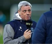 28 March 2025; Waterford manager Keith Long is interviewed by LOITV before the SSE Airtricity Men's Premier Division match between Waterford and St Patrick's Athletic at the Regional Sports Centre in Waterford. Photo by Michael P Ryan/Sportsfile