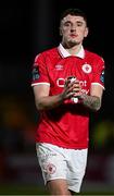28 March 2025; Reece Hutchinson of Sligo Rovers after his side's defeat in the SSE Airtricity Men's Premier Division match between Sligo Rovers and Shelbourne at The Showgrounds in Sligo. Photo by Seb Daly/Sportsfile
