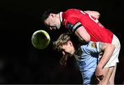 28 March 2025; Sean Boyd of Shelbourne in action against John Mahon of Sligo Rovers during the SSE Airtricity Men's Premier Division match between Sligo Rovers and Shelbourne at The Showgrounds in Sligo. Photo by Seb Daly/Sportsfile