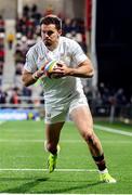 28 March 2025; Jacob Stockdale of Ulster scores his side's fourth try during the United Rugby Championship match between Ulster and DHL Stormers at the Kingspan Stadium in Belfast. Photo by John Dickson/Sportsfile